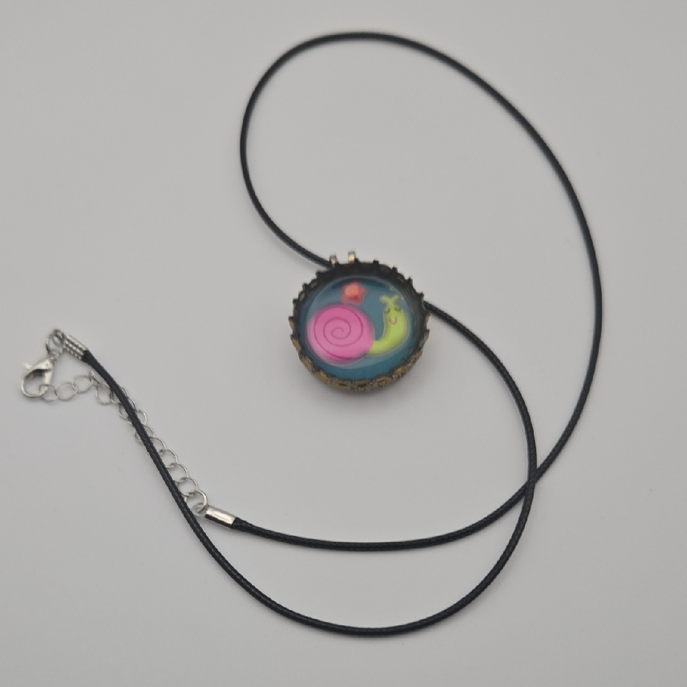 Snail Handmade Bottlecap Necklace
